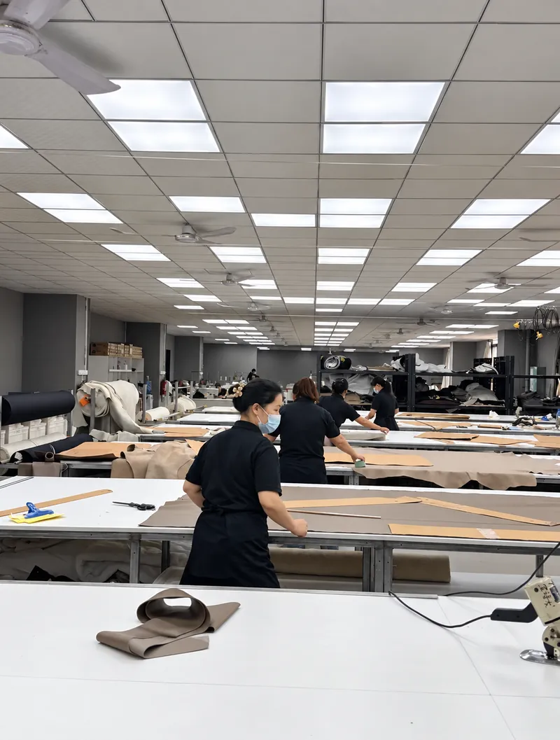 Fabric cutting area and worktables