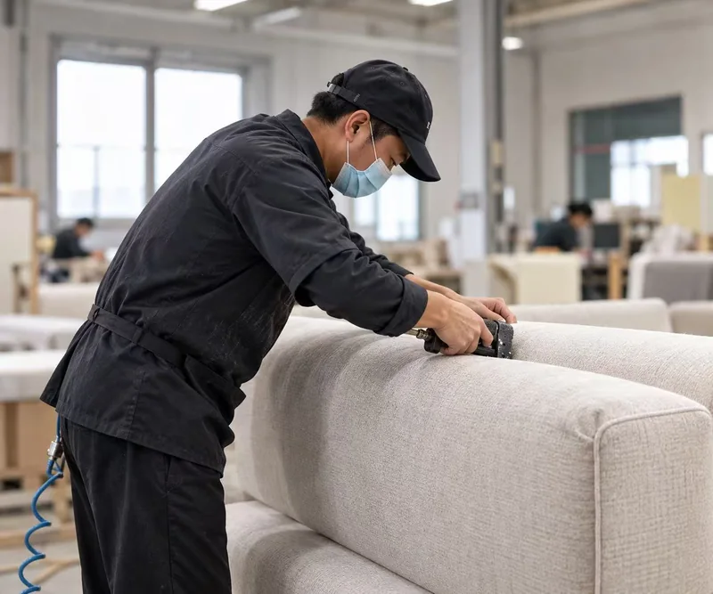 Quality inspection of a finished sofa
