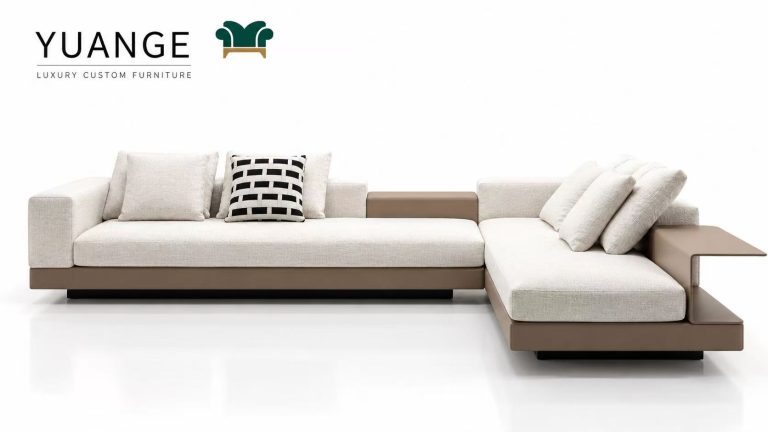 Ivory Chaise Sectional with Side Table