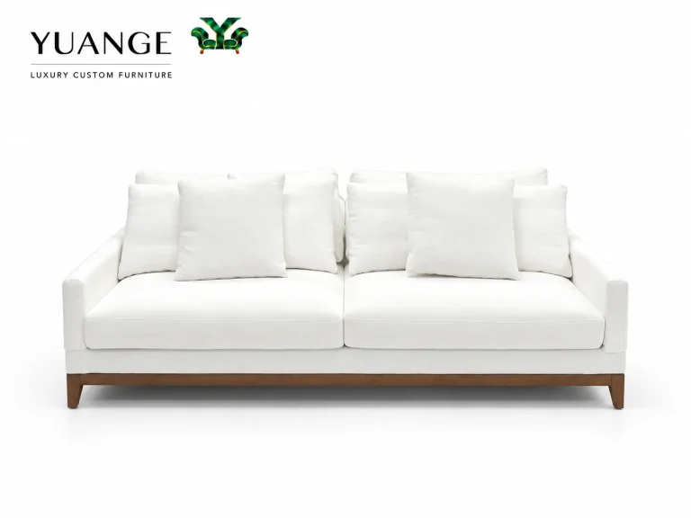 White Wood-Base Lounge Sofa
