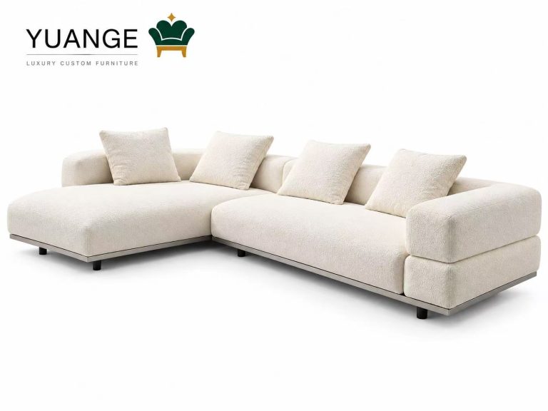 Ivory Low-Arm Chaise Sectional