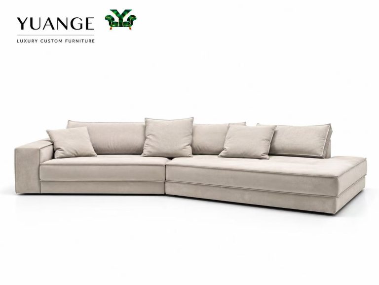 Beige Open-End Chaise Sofa